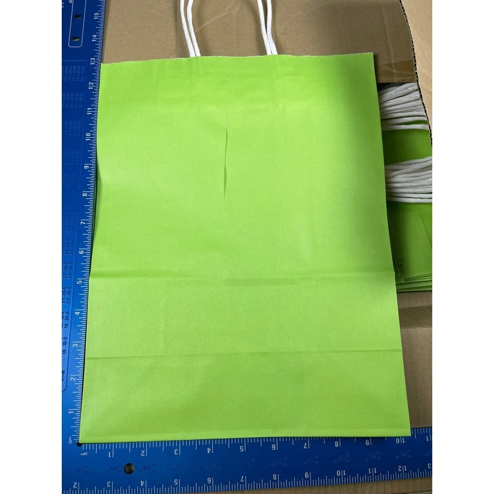 30 Pack Light Green‎ Paper Shopping Bags with Handles 10x13